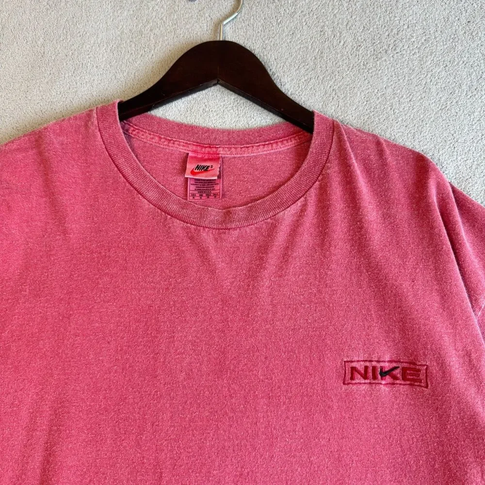 Nike Vintage T Shirt Men's XL Pink Made In USA 90s Embroidered Logo Tee